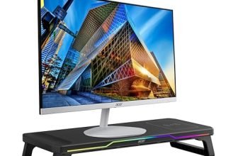 Acer DeskPro Monitor/Laptop Stand with 15W Wireless Charging, RGB LED (10 Modes: Breathing, Flashing, Running, Gradient), USB Hub (3USB +Type-C), Ergonomic Riser, 25kg Load, ABS Build, Desk Organizer