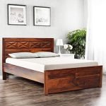 HomeTown Barcelona Sheesham Wood Queen Size Bed in Honey Colour