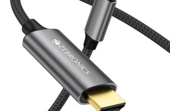 Zebronics Type C to HDMI Cable, 4K @ 60Hz | 1080p @ 240Hz, 18Gbps Data Transfer, 3D Compatible, 1M (3.2ft) Braided Cable, for Laptop, Mobile, iPad Pro, MacBook, Chromebook, TV (CHA20)