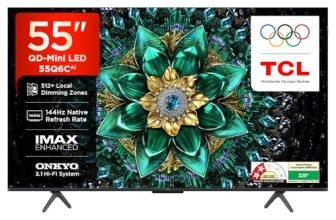 TCL 139 cm (55 Inches) SmartChoice 4K UHD Smart QD-Mini LED Google TV | 144Hz Refresh Rate | 3GB RAM | 46W Onkyo 2.1 | Upto 512+ Zones | IMAX Enhanced | 55Q6C
