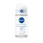 NIVEA Fresh Natural Roll On Deodorant | 72H Long Lasting Freshness | Fights Bacteria and Bad Odour | Mild Soothing Fragrance | With Ocean Extracts | 0% Alcohol | Dermatologically Approved & Paraben Free Formula | 50ml