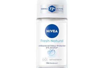 NIVEA Fresh Natural Roll On Deodorant | 72H Long Lasting Freshness | Fights Bacteria and Bad Odour | Mild Soothing Fragrance | With Ocean Extracts | 0% Alcohol | Dermatologically Approved & Paraben Free Formula | 50ml