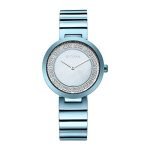 Titan Quartz Analog Blue Dial Stainless Steel Strap Watch for Women-NS95162QM02