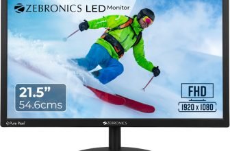 ZEBRONICS EA Series 54.61 cm (22 inch) Full HD LED Backlit IPS Panel with 300 Nits, HDR10, 1.07B Colors, 2 x HDMI, 2 x DP, Bezel-Less Design, Built-in Speakers, Wall Mountable Monitor (Zeb-EA122-21.5 Inches)(Adaptive Sync, Response Time: 5 ms, 60 Hz Refresh Rate)