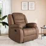 Amazon Brand – Solimo Restora | Single Seater Sofa Recliner | Manual Recliner (Velvet_Brown)
