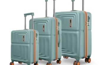 Safari Roma Hard Luggage Trolley Bag with 8 Wheels Set of Cabin, Medium and Large Size Suitcases – Sage Green
