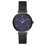 TIMEX Analog Watch for Women with Purple Round Dial & Black Stainless Steel Bracelet Band Water Resistant Women’s Wrist Watches – TWEL118SMU05