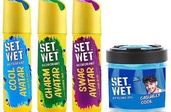 Set Wet Deodorant Spray Perfume, 150ml (Cool, Charm and Swag Avatar Pack of 3) and Cool Hold Strength Hair Gel, 250ml for Men