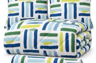 BSB HOME 220 GSM Glace Cotton Summer All Season AC Comforter Set Diwali Gifting Set King Size with 1 Flat Double bedsheet 1 Comforter 2 Mating Pillow Cases – 90×100 inches – White, Blue & Green