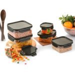CELLO Modulock Pet Storage Container For Kitchen Set of 6 Pcs, Black (1000ml x 2, 600ml x 2, 260ml x 2) | Freezer & Fridge Safe, Airtight Pet Kitchen Storage Container For Beans, Whole Grains, Spices