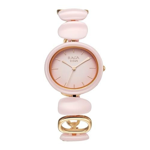 Titan Raga New You Quartz Analog Mother of Pearl Dial Blue Chalcedony Stone Strap Watch for Women-NS95190WM02