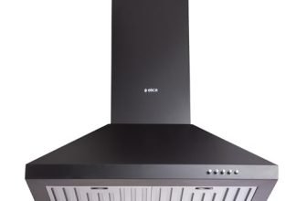 Elica 60cm 1350 m3/hr Baffle Filter Kitchen Chimney | 5 Years Motor Warranty | Push Button Control | Black | AH PLUS 260 BF NERO