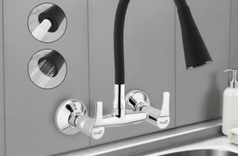 Prestige Step Brass Sink Mixer with Dual Flow Flexible Swivel Spout, Kitchen Mixer Faucet(Wall Mount Installation Type)