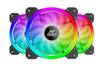 Ant Esports Superflow 120mm 3 IN 1 ARGB Three Dual-Sided ARGB ring light PWM Case Fan Kit – Black, 45.3 CFM Airflow, 1500 RPM