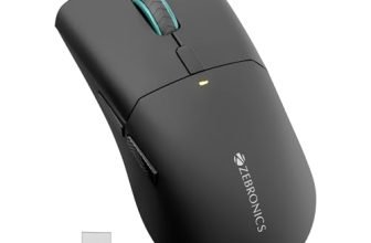 Zebronics Rechargeable Wireless Mouse, Dual Mode 2.4GHz + BT, Upto 2400 DPI, 6 Buttons, USB Nano Receiver, Type-C, Silent Operation, Ergonomic Design (Blanc 100, Black)