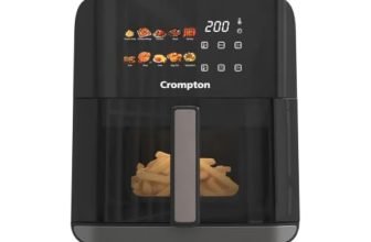 Crompton Ameo Edge 5L Digital Air Fryer, NutriGuard Technology, 10 Preset Menus, Interactive Digital Display, SilentPro Technology, Edge-to-Edge Design,1 Year Warranty (ACGAF-AMEO EDGE 5L)