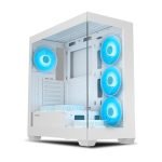 Ant Esports Crystal X7 ATX Computer Case/Gaming Cabinet with Type-C – White | Support ATX, Micro-ATX, Mini-ITX | Pre-Installed 3 M/B Plate Fans, 2 PSU Shroud Fans, 1 Bottom & 1 Rear Fan