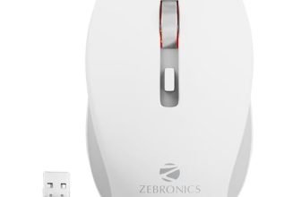 ZEBRONICS Zeb-Jaguar Wireless Mouse, 2.4GHz with USB Nano Receiver, High Precision Optical Tracking, 4 Buttons, Plug & Play, Ambidextrous, for PC/Mac/Laptop (White+Grey)