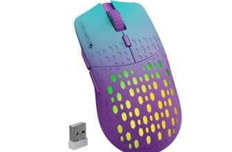 ZEBRONICS Marine Wireless Mouse with Rechargeable Battery, BT + 2.4GHz, 6 Buttons, 4 DPI, 1000/1600/2400/3200, Comfortable & Ergonomic Design, Multicolor LED Lights (Purple)