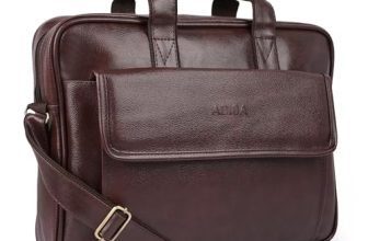 ADISA Laptop Bag for Men – Faux Leather Office Messenger Briefcase with Laptop Compartment for Work, Business, Corporate & Professional Use (LB6052)