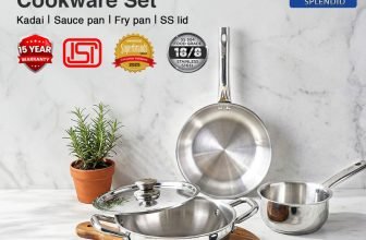 Prestige Triply Splendid BYK|Fry Pan 1.2L|Kadai 2.1L|Saucepan 1L|Even Heat Distribution Induction Bottom Cookware Set(Triply, 4 – Piece)