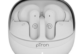 pTron Bassbuds Indie in-Ear TWS Earbuds w/ 10mm Drivers, 45Hrs Playtime, Dual HD Mic & AI-ENC Calls, Custom EQ, Mobile App, Bluetooth V5.4 Earphones, Voice Assistant, Type C Charging & IPX5 (White)