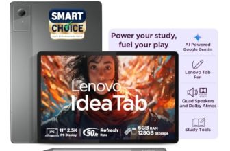 Lenovo Idea Tab (Smartchoice) with Tab Pen | WiFi Only |11″ 2.5K IPS Display |6GB RAM + 128GB ROM (Expandable Upto 2TB)| MediaTek Dimensity 6300|7040mAh|4 Speakers| Grey
