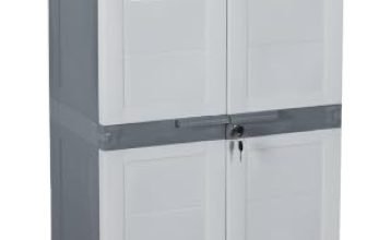 Cello Novelty Big Plastic Cabinet with Dustproof Doors| 3 Year Warranty | Almirah, Cupboard, Wardrobe for Home, Living Room, Bedroom, Kitchen, Office, Outdoor| White & Grey Colour