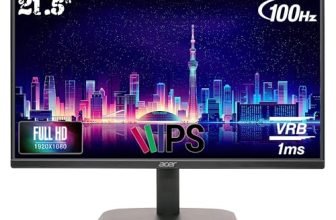 Acer EK220Q E3 abi 21.5 Inch IPS FullHD (1920×1080)Backlit LED LCD Monitor I 1MS VRB, 100Hz Refresh I 250 Nits I 99% SRGB I HDMI & VGA Ports with HDMI Cable I AMD FreeSync I Eye Care Features (Black)