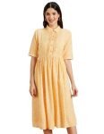 Amazon Brand – Symbol Women’s Rayon Fit and Flare One Piece Midi Length Dress (DR-05-WES-CONT_Yellow_S)