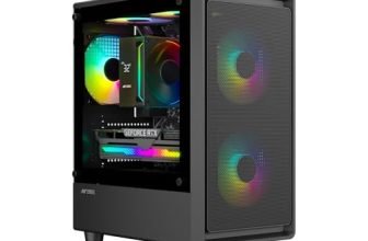 Ant Esports 400 Air Mini Tower Gaming Cabinet (Black) – Support Micro-ATX & Mini-ITX, Tempered Glass Side Panel, 3 Pre-Installed ARGB Fans