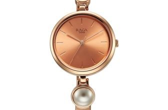 Titan Raga Power Pearls Quartz Analog Rose Gold Dial Metal Strap with Pearl Watch for Women-NS2720WM01F