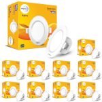wipro Garnet 12W Round Downlight Junction Box | Warm White (2700K) | Glare-Free Design | Recessed Downlighter for False Ceiling | Cutout ∼ 3 inch | Pack of 10