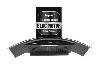LIVPURE ETERNA-BLDC-90-FL-HAC 1600 CMH 90 cm Curved Shape BLDC Motor Auto Clean Powerful Suction Filterless Touch & Gesture Control Low Noise Wall Mounted Chimney Auto Clean Chimney(Wall Mounted, Black)