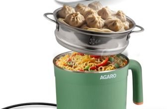 AGARO Regency Multipurpose Kettle With Steamer, 1.2L Inner Pot, Double Layered Body, Variable Temperature Settings, Wide Mouth, Boiling, Steaming, Tea, Coffee, Egg, Vegetable Boiling, 600W, Sea Green