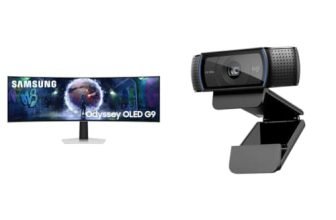 Samsung 49″ (124.4cm) Odyssey OLED G9 Curved Gaming Monitor (Smartchoice) Dual QHD 5120 x 1440|240Hz|0.03ms|DCI 99%|OLED Safeguard|FreeSync Premium Pro|G-Sync + Logitech C920 HD Pro Webcam