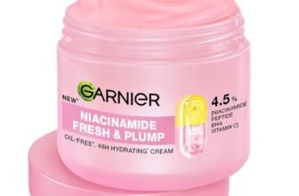 Garnier Fresh & Plump Niacinamide Gel Face Moisturizer Cream, 90ml | 4.5% Niacinamide + Peptide + BHA + Vitamin C, For Hydrated and Plump Skin, Suitable for Oily to Normal & Combination Skin