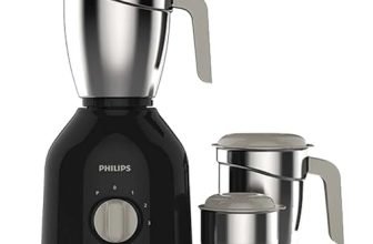 Philips HL7756 Mixer Grinder 750W, with 3 Stainless Steel Jars | 25 mins Continuous Grinding, Mixer Grinder for Kitchen with 3 Speed Control, Pulse Function, Black