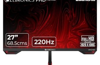 Zebronics S27A 27″” (68.5 cm) Gaming Monitor, 220Hz Refresh Rate, Fast IPS Display, HDMI, DP, FHD 1920×1080, 350nits Brightness, Built-in Speakers, ZGame Aid, Adaptive Sync, Bezel-less, Wall Mountable