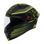 STUDDS Thunder D11 ISI Certified Full Face Graphic with Clear Visor Motorbike Helmet(MATT BLACK / FLUORESCENT YELLOW N5)