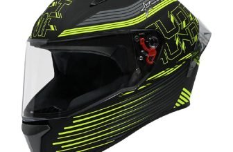 STUDDS Thunder D11 ISI Certified Full Face Graphic with Clear Visor Motorbike Helmet(MATT BLACK / FLUORESCENT YELLOW N5)