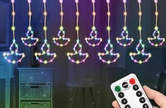 Gesto Diya Curtain Fairy Lights for Decoration – Multicolor String Lights with 8 Modes Remote | 10 Hanging Diya Decorative Lights for Home Decor,Balcony, Mandir,Pooja Room,Diwali Decoration – 11*3 Ft