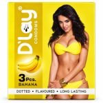 D’lay Banana Flavoured Dotted Condoms, Lubricated, Pack of 3 | Long Lasting; 4.5% Benzocaine; Natural Rubber Latex