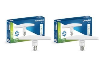 Crompton Twist T-Bulb 10W LED B22 | Rotating Head, Pack of 2