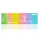 Ant Esports MK1720 Pro Wired Transparent Gaming Keyboard | 104 Keys Membrane Keyboard | Black & White Keycaps | Rainbow LED Backlight | USB Plug & Play |10M Click Lifespan for PC, Laptop, Mac* & Linux