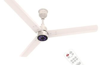 Polycab Wizzy Plus LED 1200mm BLDC Ceiling Fan with Remote|BEE 5 Star Rated, Higher Air Delivery|LED Indicator,Reverse,Boost,Sleep and Breeze Mode |3 Years Warranty (Beige Rosegold)