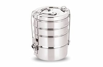 neelam Stainless Steel Lunch Box/Tiffin with Locking Clip, 4-Tier Container, 1500 ml, Hot & Cold Leak-Proof, Compact & Durable, Perfect for Office, School, Picnic and Travel, Silver