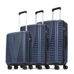Aristocrat Airpro Set of 3 (Cabin+Medium+Large) Trolley Bags, Poseidon Blue | 8-Wheels, Polypropylene Case, Spacious, Combination Lock, Sturdy Zipper, Lightweight Travel Luggage, 3-Year Global Warranty