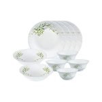 Larah By Borosil Erba Opalware Floral Dinner Set, 10 -Piece, White
