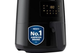 PHILIPS Digital Airfryer HD9252/90, Touch Panel, 4.1L, 100% Food Safe | with RapidAir Technology,with additional 1 Yr Warranty by Philips, 7 Pre-set Menu (Black)